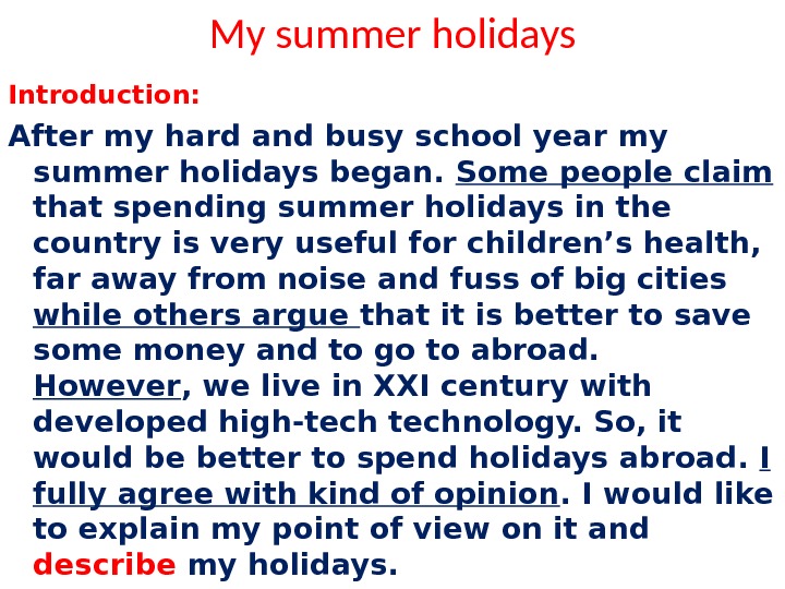 Types of holidays essays