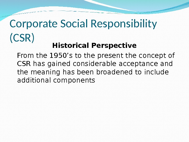 corporate social responsibility from a historical perspective