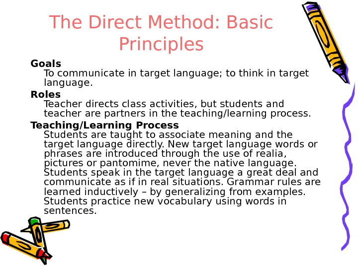 Direct Methods Of Language Teaching In The