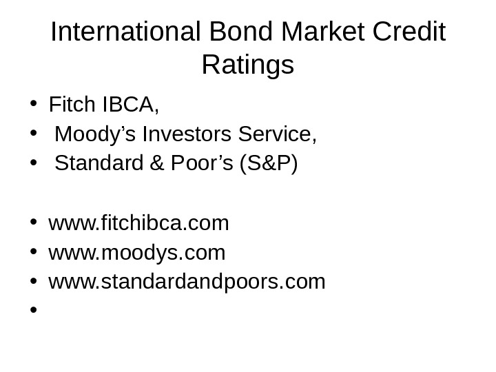 international bond and equity market ppt