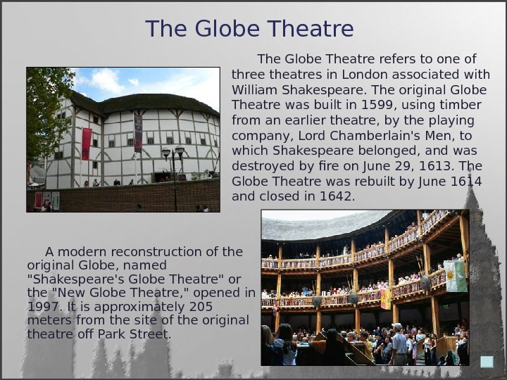 Театр Шекспира Презентация