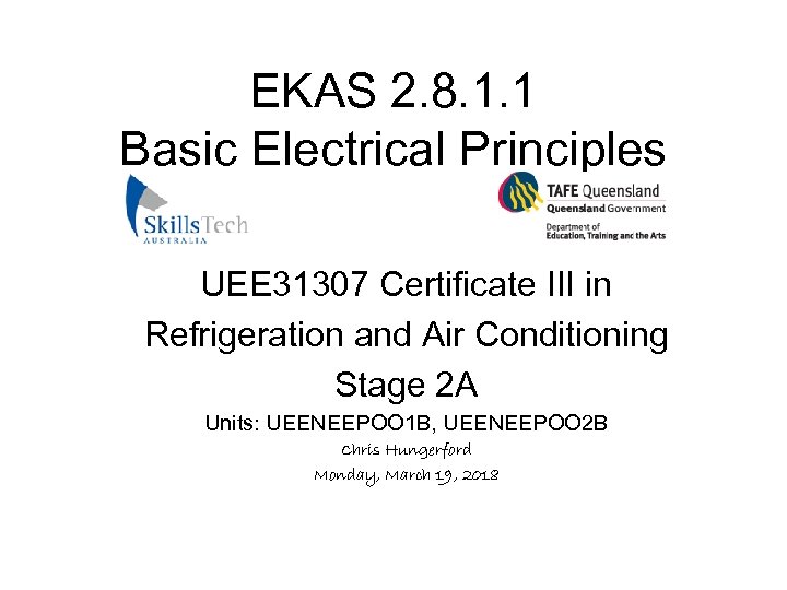 EKAS 2 8 1 1 Basic Electrical Principles