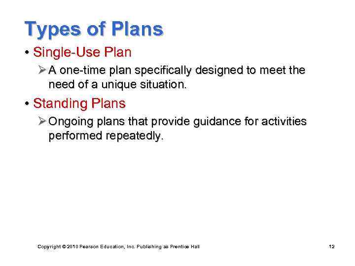 Types of standing plans. Planning — Types, Planning Methods, Standing