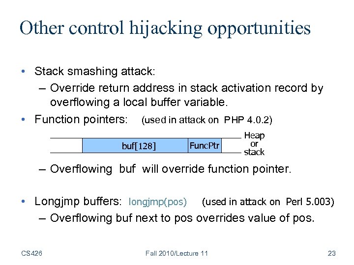 Computer Security Cs Lecture Software Vulnerabilities