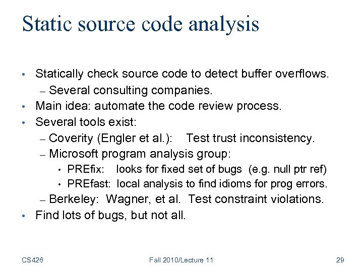 Computer Security Cs Lecture Software Vulnerabilities