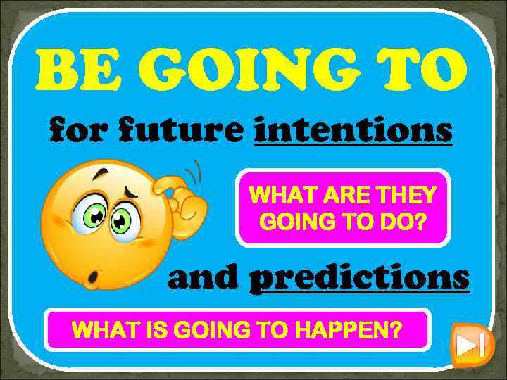 Be Going To For Future Intentions What Are