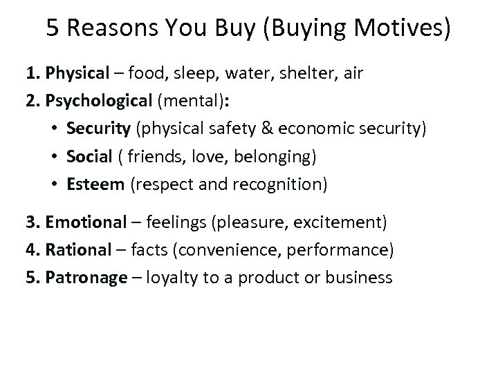 emotional buying motives