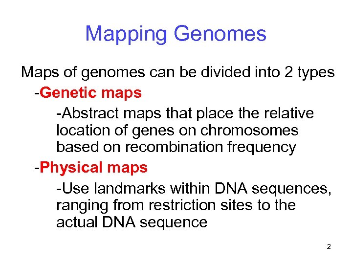 Genomics Chapter Mapping Genomes Maps Of