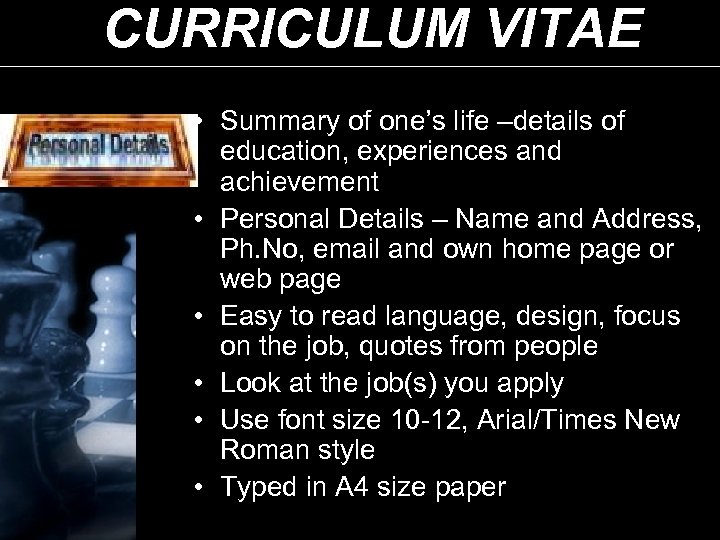 Presentation On E Resume Curriculum Vitae