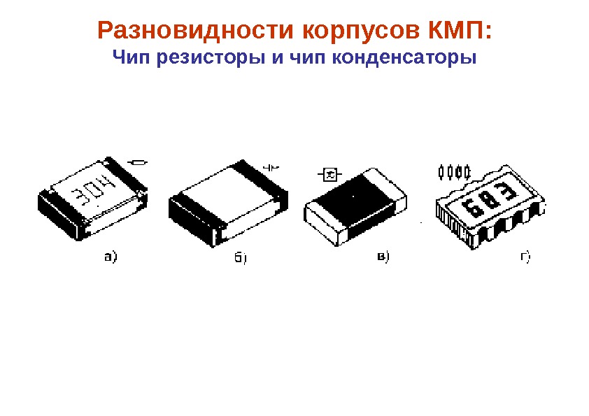 Разновидности корпусов КМП: Чип резисторы и чип конденсаторы 