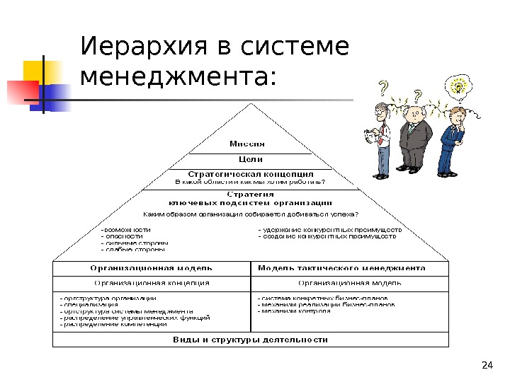 24 Иерархия в системе менеджмента: 