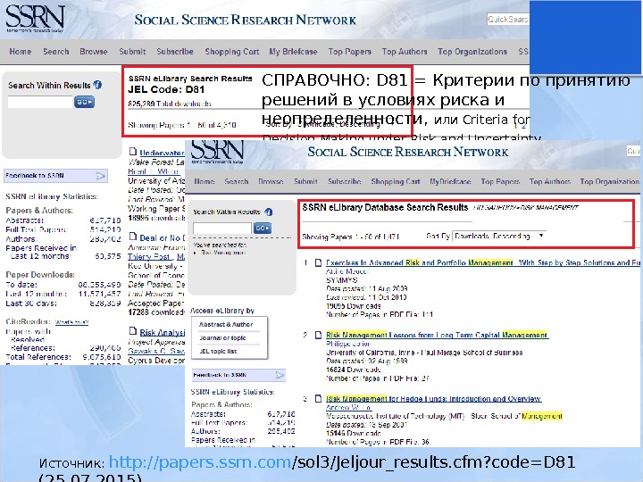 Источник:  http : // papers. ssrn. com /sol 3/Jeljour_results. cfm? code=D 81 