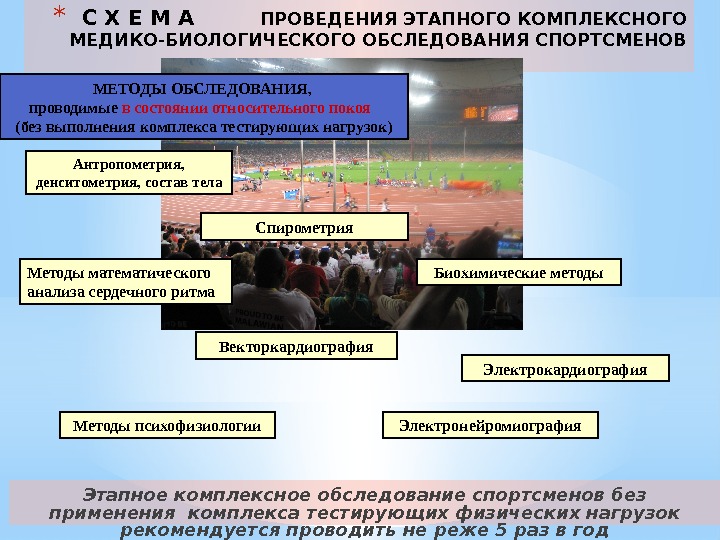 * С Х Е М А   ПРОВЕДЕНИЯ ЭТАПНОГО КОМПЛЕКСНОГО МЕДИКО-БИОЛОГИЧЕСКОГО ОБСЛЕДОВАНИЯ СПОРТСМЕНОВ