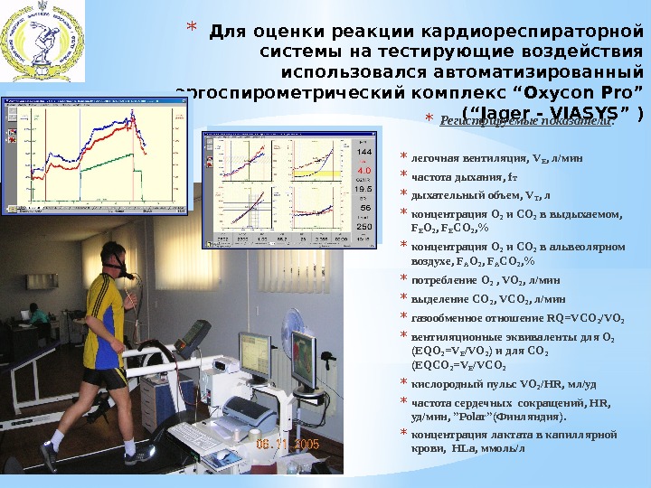 * Для оценки реакции кардиореспираторной системы на тестирующие воздействия использовался автоматизированный эргоспирометрический комплекс “Oxycon