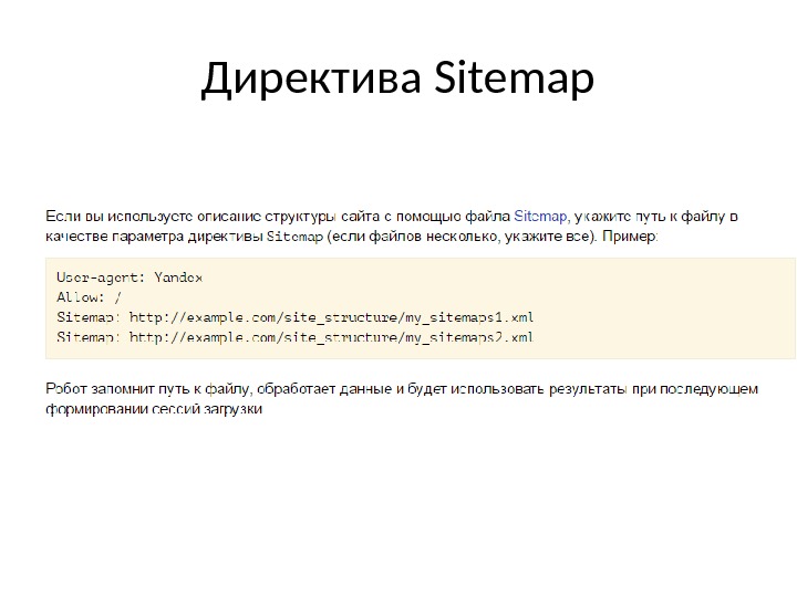 Директива Sitemap 