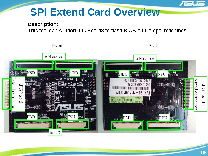 110110 SPI Extend Card Overview Description: This tool can support JIG Board 3 to