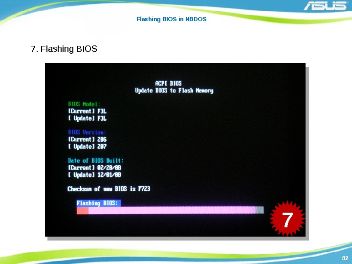8282 Flashing BIOS in NBDOS 7. Flashing BIOS 7 