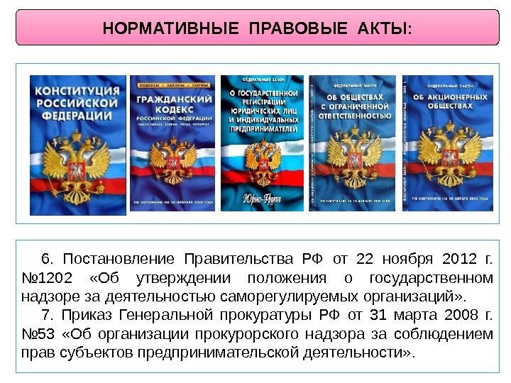 6.  Постановление Правительства РФ от 22 ноября 2012 г.  № 1202 