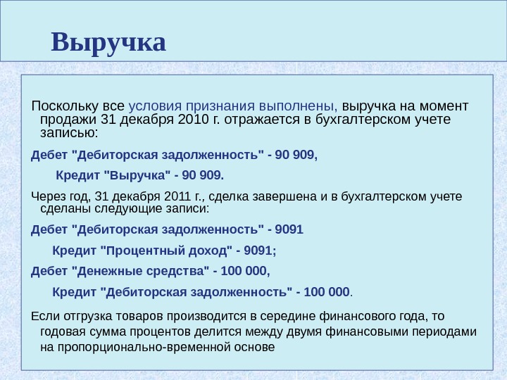 50 Выручка Поскольку все условия признания выполнены,  выручка на момент продажи 31 декабря