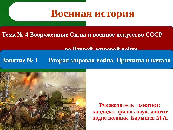 Военная история   Тема № 4 Вооруженные Силы и военное искусство СССР 