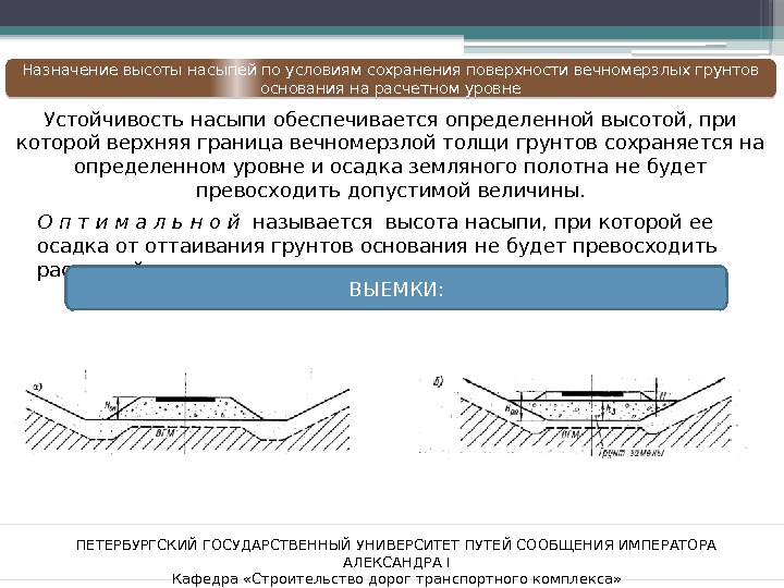 ПЕТЕРБУРГСКИЙ ГОСУДАРСТВЕННЫЙ УНИВЕРСИТЕТ ПУТЕЙ СООБЩЕНИЯ ИМПЕРАТОРА АЛЕКСАНДРА I Кафедра «Строительство дорог транспортного комплекса» Назначение