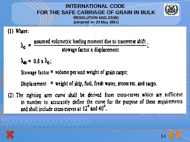 INTERNATIONAL CODE FOR THE SAFE CARRIAGE OF GRAIN IN BULK RESOLUTION MSC. 23(59) (adopted