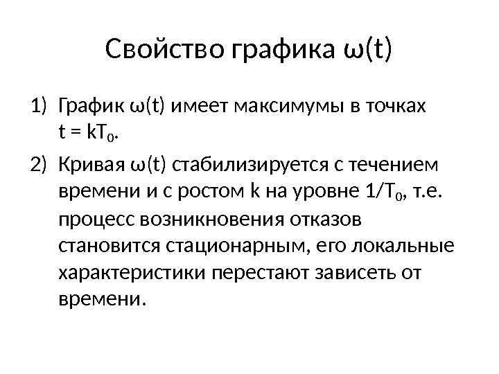 Свойство графика ω(t) 1) График ω(t) имеет максимумы в точках t = k. Т