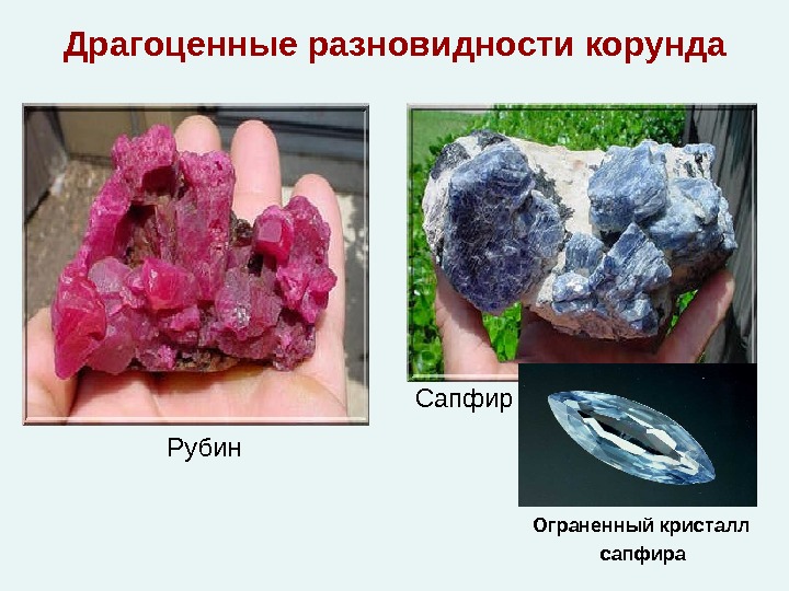 Драгоценные разновидности корунда Ограненный кристалл сапфира. Рубин Сапфир 