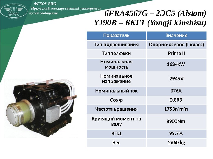 6 FRA 4567 G – 2 ЭС 5 (Alstom) YJ 90 B – БКГ