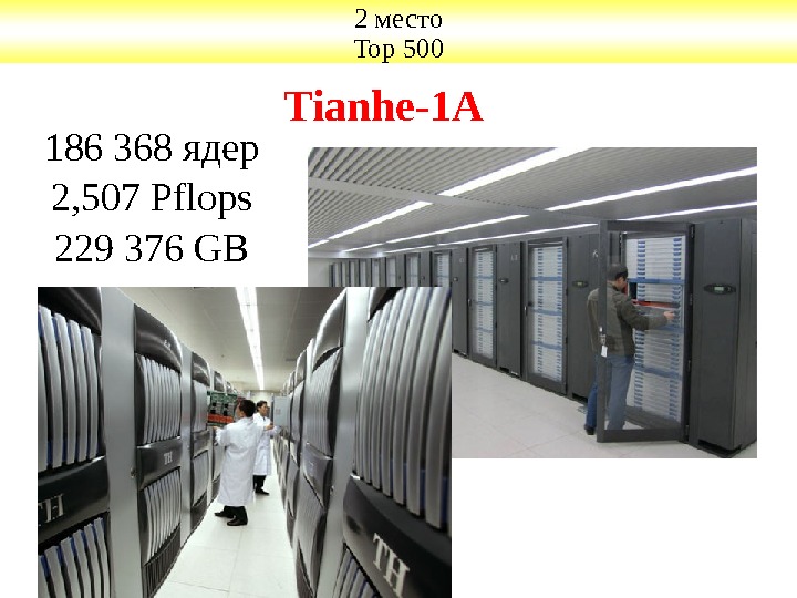 Tianhe-1 A 2 место Тор 500 186  368 ядер 2, 507 Pflops 229
