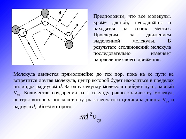 Предположим,  что все молекулы,  кроме данной,  неподвижны и находятся на своих