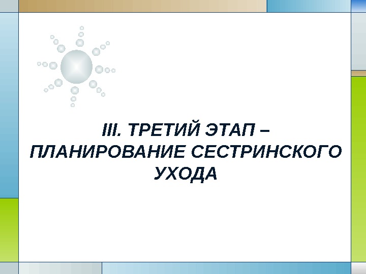 LOGOIII. ТРЕТИЙ ЭТАП – ПЛАНИРОВАНИЕ СЕСТРИНСКОГО  УХОДА 