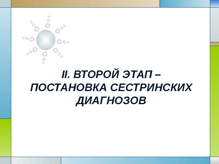 LOGOII. ВТОРОЙ ЭТАП – ПОСТАНОВКА СЕСТРИНСКИХ ДИАГНОЗОВ 