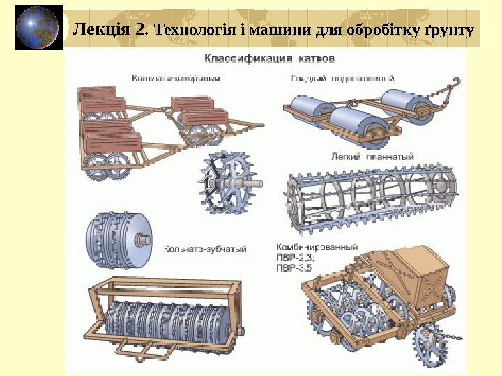 Лекція 2.  Технологія і машини для обробітку ґрунту 