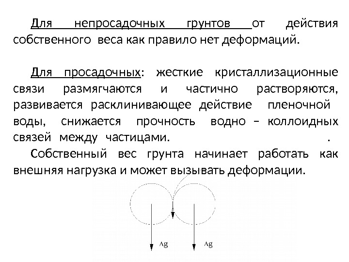 Для непросадочных грунтов от действия собственного веса как правило нет деформаций.   