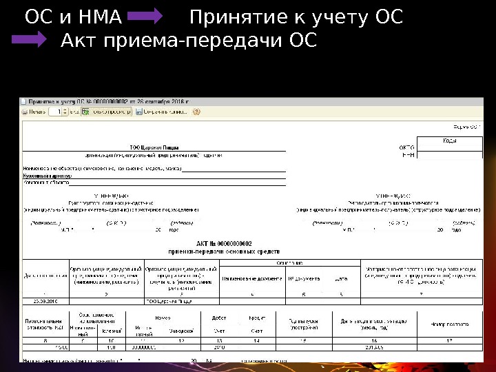 ОС и НМА  Принятие к учету ОС   Акт приема-передачи ОС 