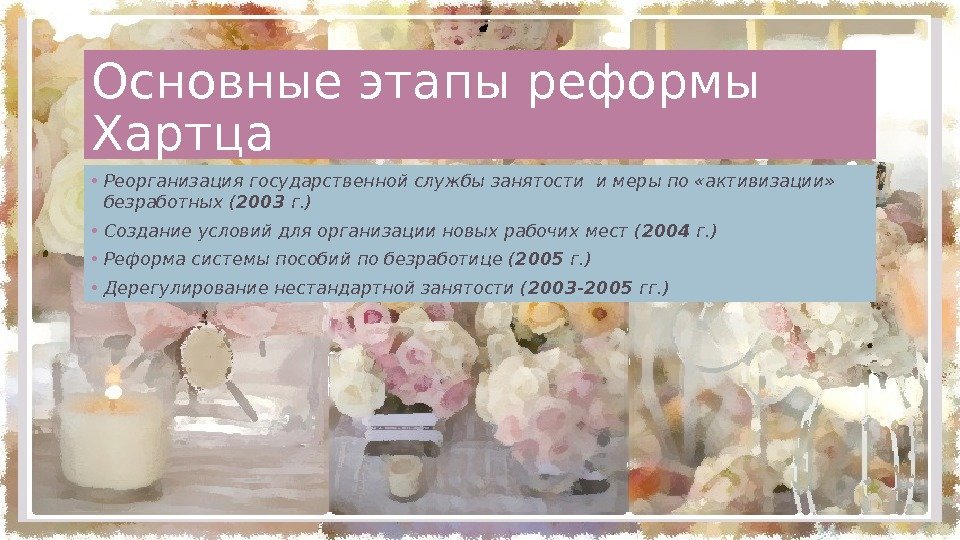 Основные этапы реформы Хартца • Реорганизация государственной службы занятости и меры по «активизации» 