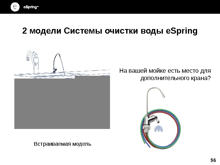 562 модели Системы очистки воды e. Spring На вашей мойке есть место для дополнительного