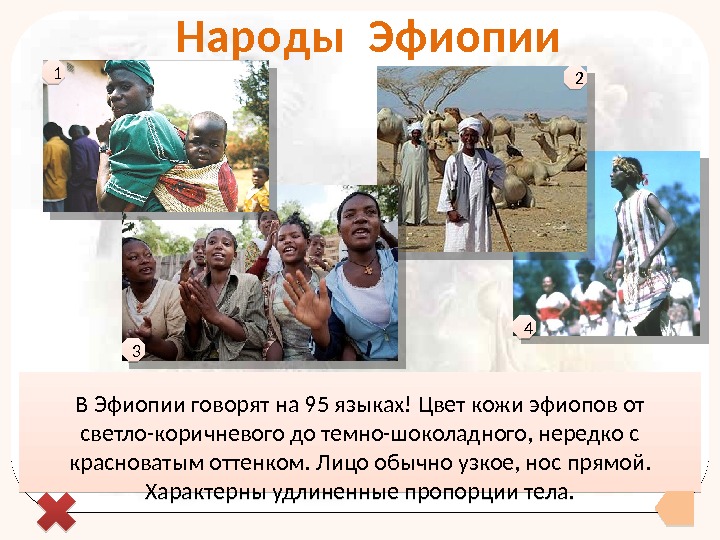 Народы Эфиопии В Эфиопии говорят на 95 языках! Цвет кожи эфиопов от светло-коричневого до