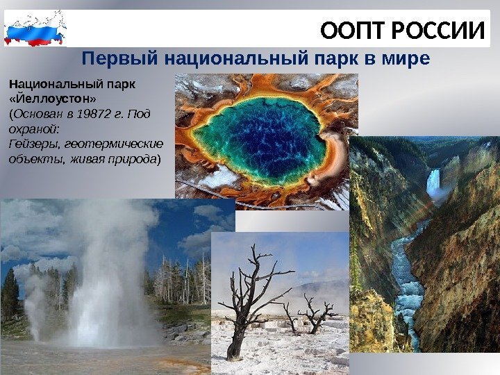 ООПТ РОССИИ Первый национальный парк в мире Национальный парк  «Йеллоустон» ( Основан в