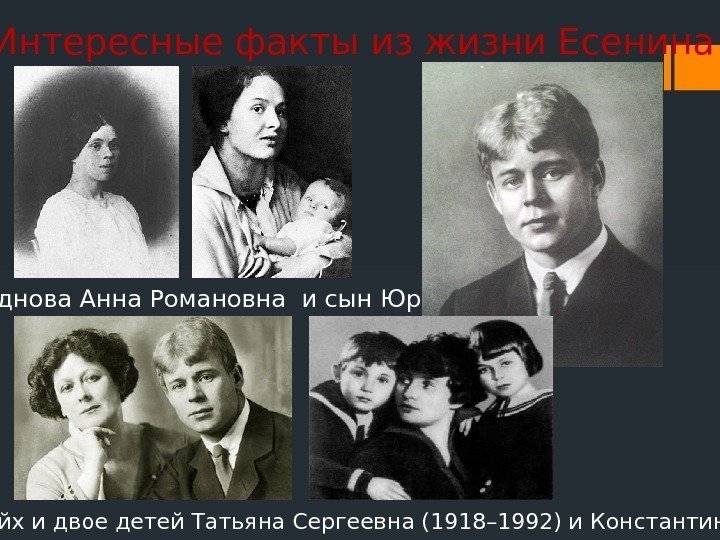  Интересные факты из жизни Есенина Изряднова Анна Романовна и сын Юрий Зинаида Райх