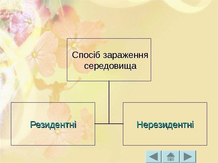  Спосіб зараження  середовища Резидентні Нерезидентні 