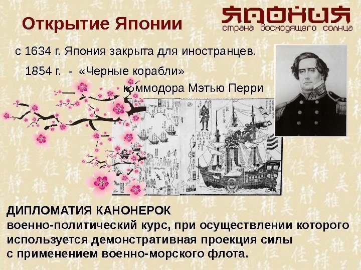 Открытие Японии  1854 г.  -  «Черные корабли»    