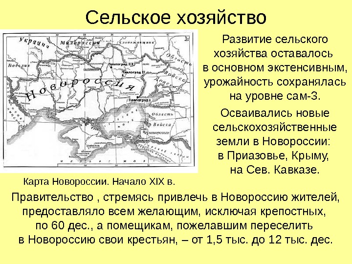   Сельское хозяйство Развитие сельского хозяйства оставалось в основном экстенсивным,  урожайность сохранялась