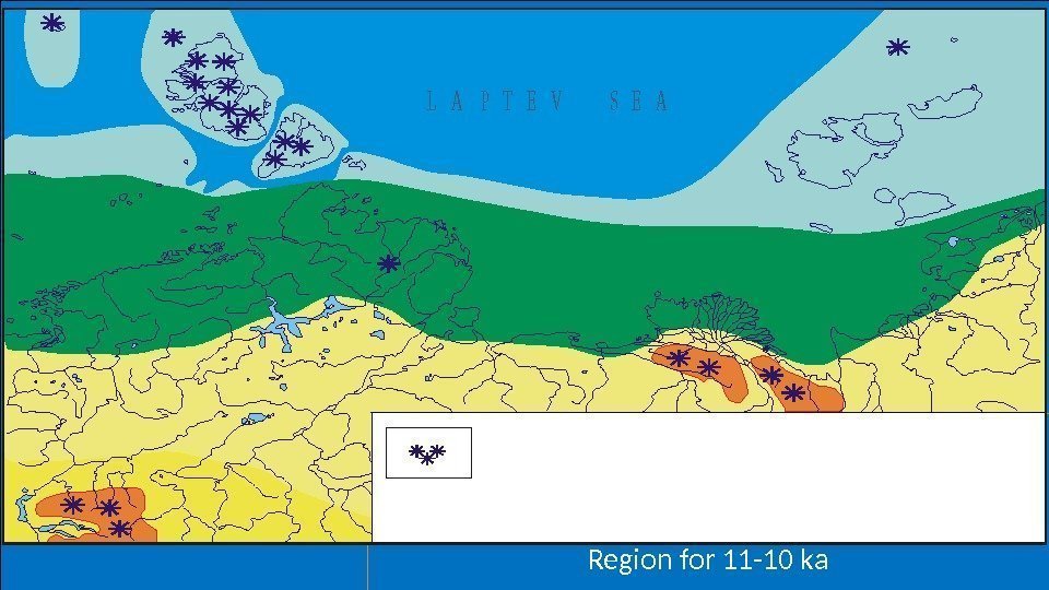 Map of vegetation of the Laptev Sea Region for 11 -10 ka. Areas covered