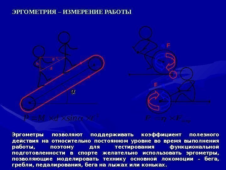 ЭРГОМЕТРИЯ – ИЗМЕРЕНИЕ РАБОТЫ Эргометры позволяют поддерживать коэффициент полезного действия на относительно постоянном уровне