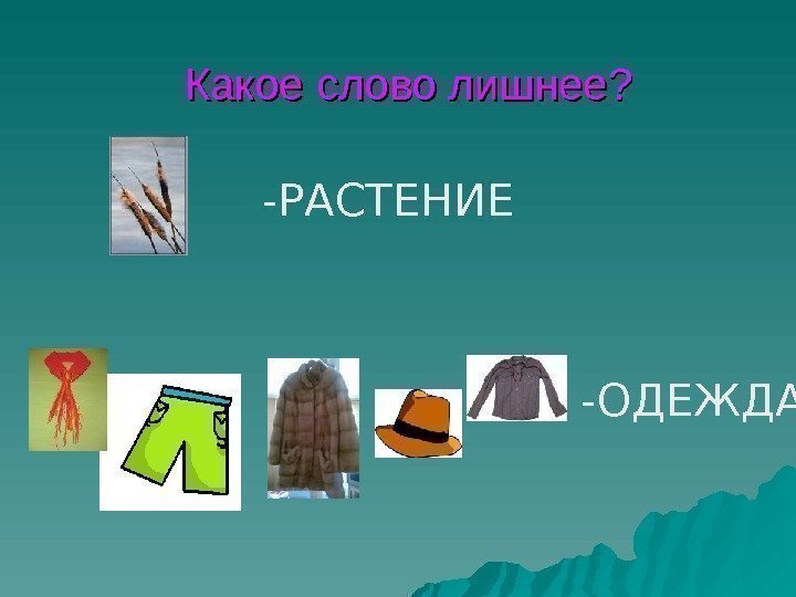 Какое слово лишнее? -РАСТЕНИЕ -ОДЕЖДА 