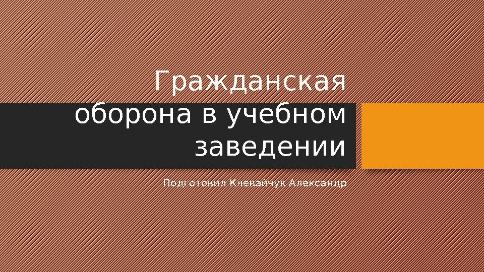 Гражданская оборона в учебном заведении Подготовил Клевайчук Александр 