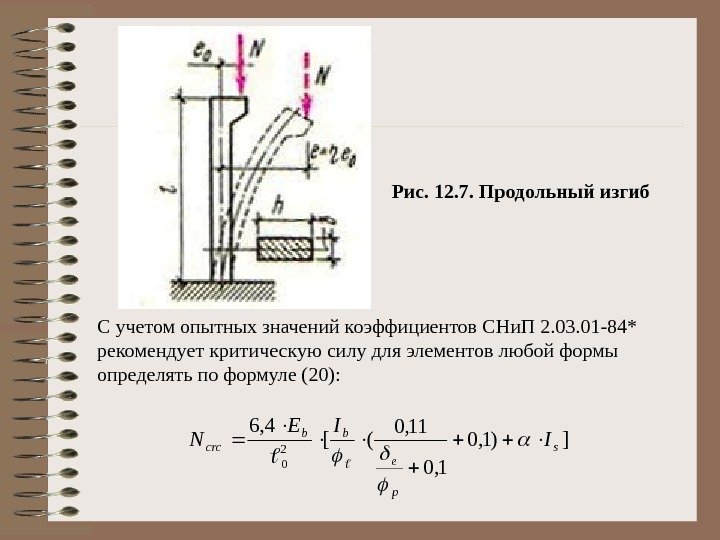 Рис. 12. 7. Продольный изгиб С учетом опытных значений коэффициентов СНи. П 2. 03.