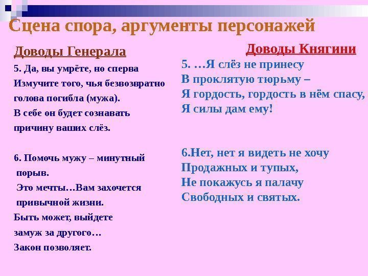  Сцена спора, аргументы персонажей Доводы Генерала 5. Да, вы умрёте, но сперва Измучите